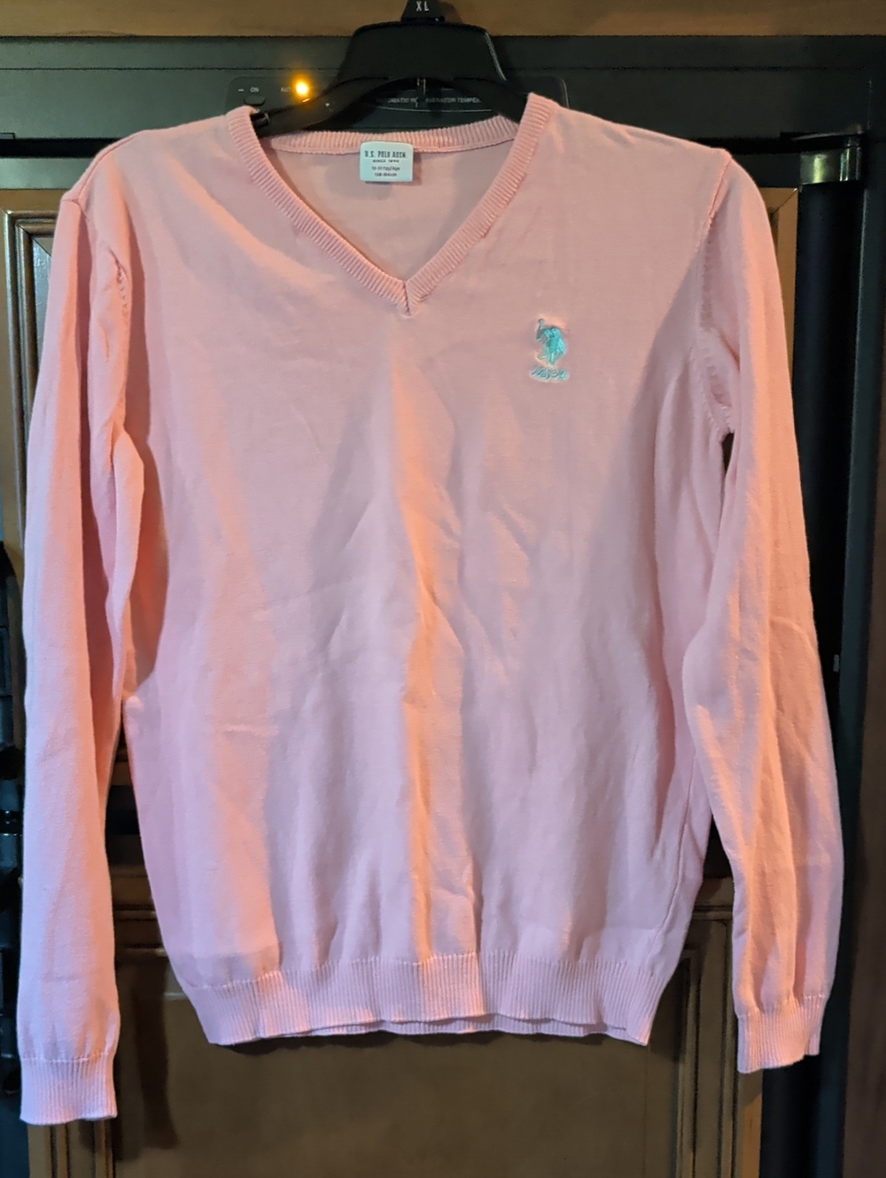U.S. Polo Assn. Pink V-Neck Long Sleeve Sweater